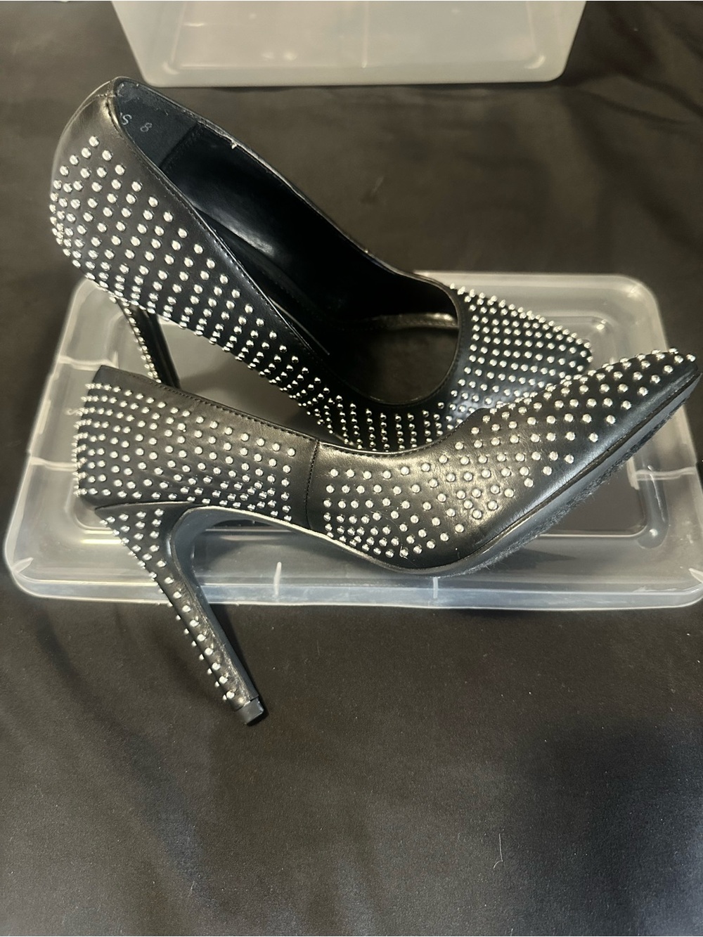 Report Black Studded Pointed-Toe High Heel Pumps